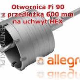 Otwornica Fi 90 z przedłużką 600 mm na HEX